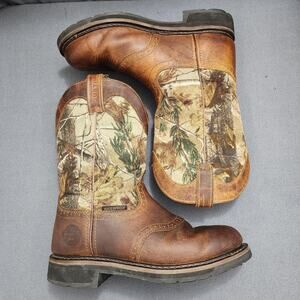 Justin Workboots Boots Mens 9D WK4675 Waterproof Leather Camo Western Stampede
